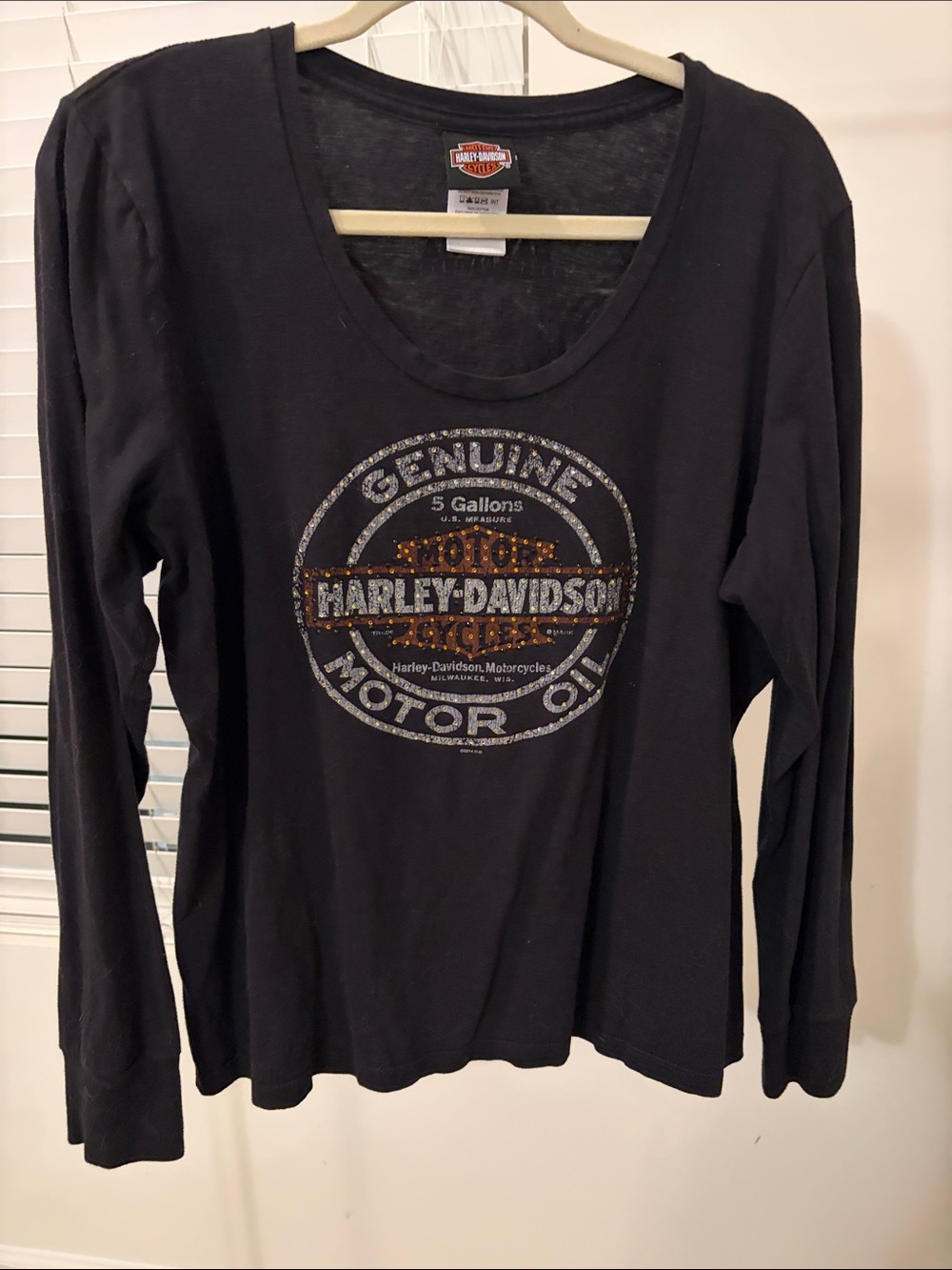 Harley-Davidson Black Long-Sleeve Tee with Metallic Logo